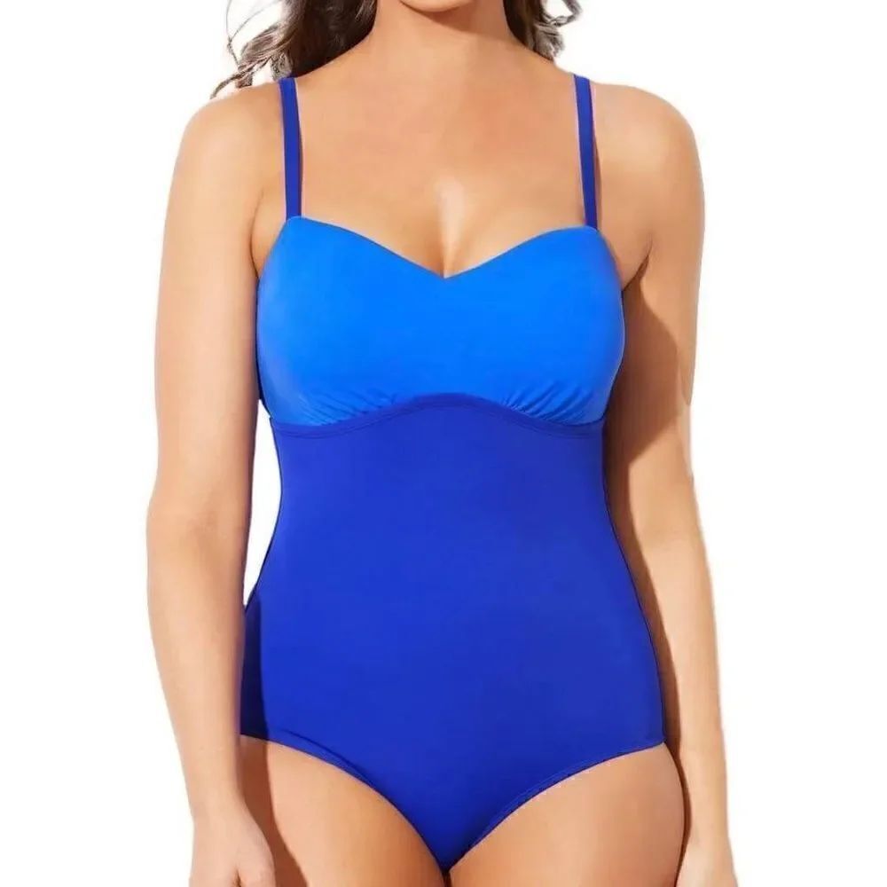 NWOT Swimsuits For All Sweetheart Blue One Piece Size 12